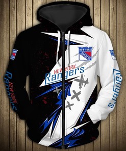 New York Rangers Hoodie 3D Thunder Design Pullover Nhl