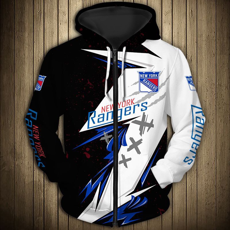 New York Rangers Hoodie 3D Thunder Design Pullover Nhl
