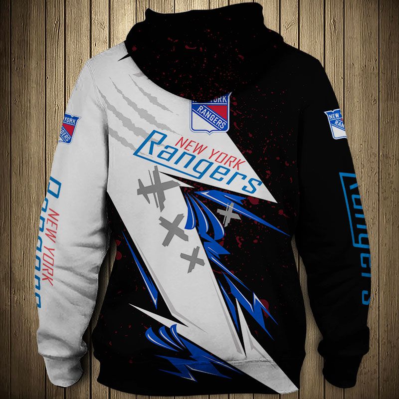 New York Rangers Hoodie 3D Thunder Design Pullover Nhl - Image 2