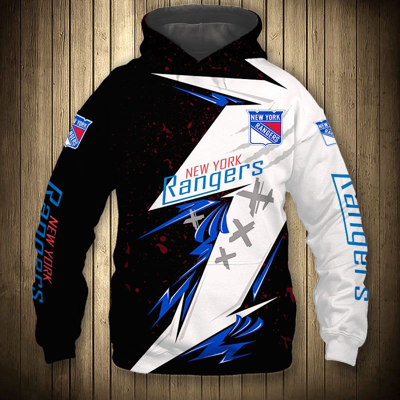 New York Rangers Hoodie 3D Thunder Design Pullover Nhl - Image 3