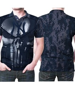 New York Yankees The Punisher Skull Armour Blue Camouflage 3d Designed For New York Yankees Fan Polo Shirt All Over Print Shirt 3d T-shirt