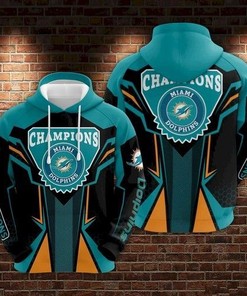 Nfl Miami Dolphins 3D Hoodie Champion Limited