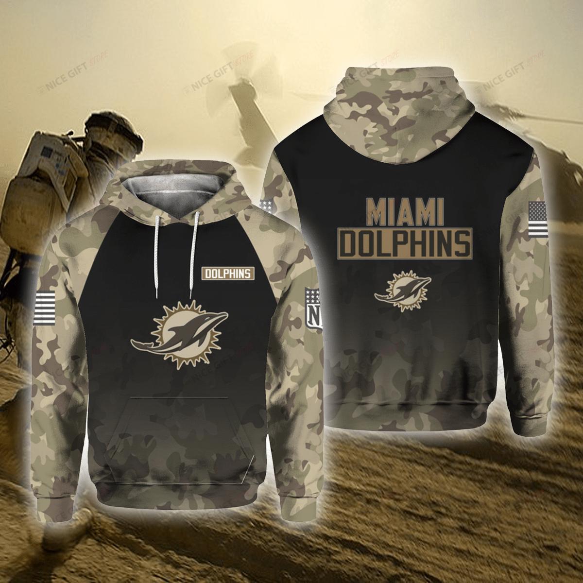 Nfl Miami Dolphins Camouflage Hoodie 3D For Fan