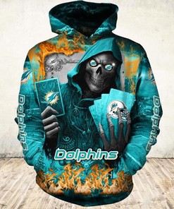 Nfl Miami Dolphins Hoodie 3D Halloween Death Card