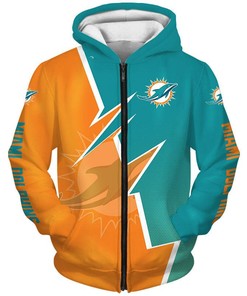 Nfl Miami Dolphins Hoodie 3D Printed Zipper