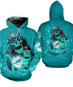 Nfl Miami Dolphins Hoodie 3D Skull Edition