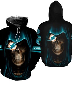 Nfl Miami Dolphins Hoodie 3D Skull Limited Edition