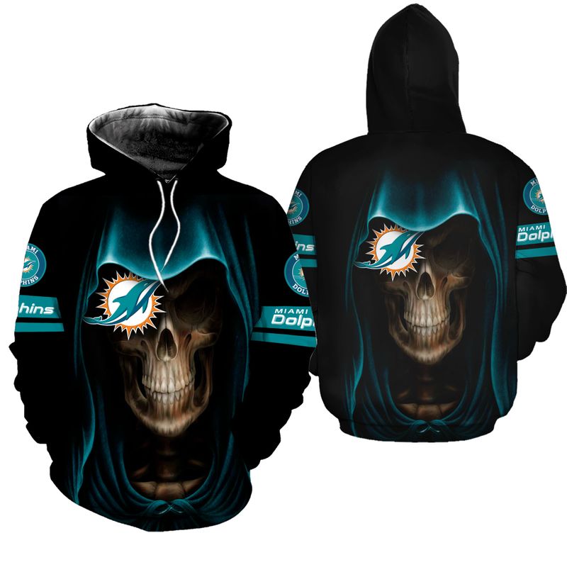 Nfl Miami Dolphins Hoodie 3D Skull Limited Edition