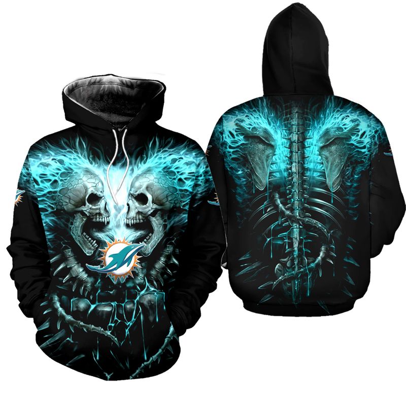 Nfl Miami Dolphins Hoodie 3D Skull Limited Edition All Over Print Gifts For Fans