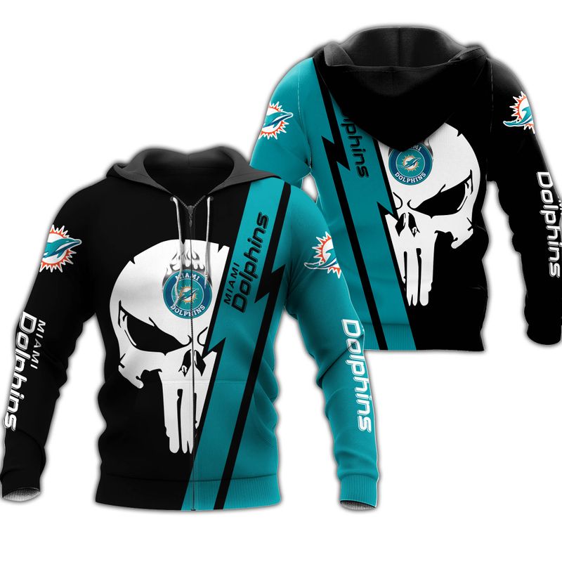 Nfl Miami Dolphins Hoodie 3D Skull Limited Edition All Over Print Gifts For Nfl Fans