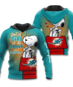Nfl Miami Dolphins Hoodie 3D Snoopy Girl