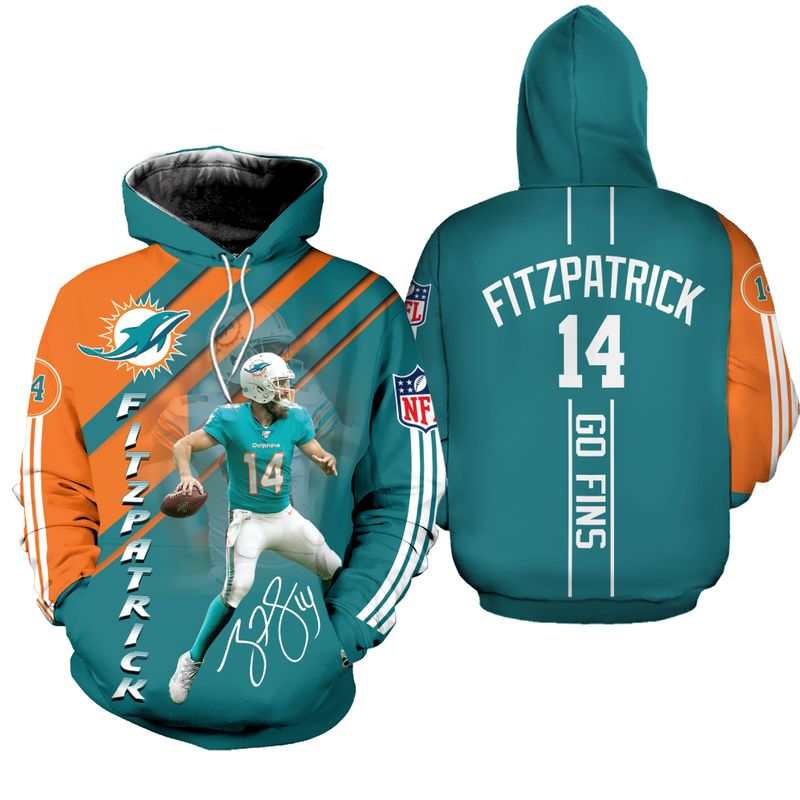Nfl Miami Dolphins Hoodie Fitzpatrick 14 Go Fins Full 3D All Over Print