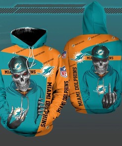 Nfl Miami Dolphins Hoodie Hip Hop Skull 3D