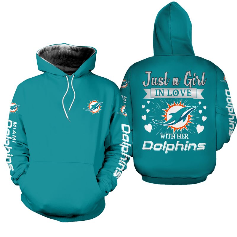 Nfl Miami Dolphins Hoodie Just A Girl In Love Limited Edition All Over Print - Image 2