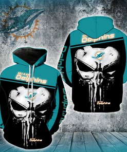 Nfl Miami Dolphins Hoodie Skull 3D Pullover