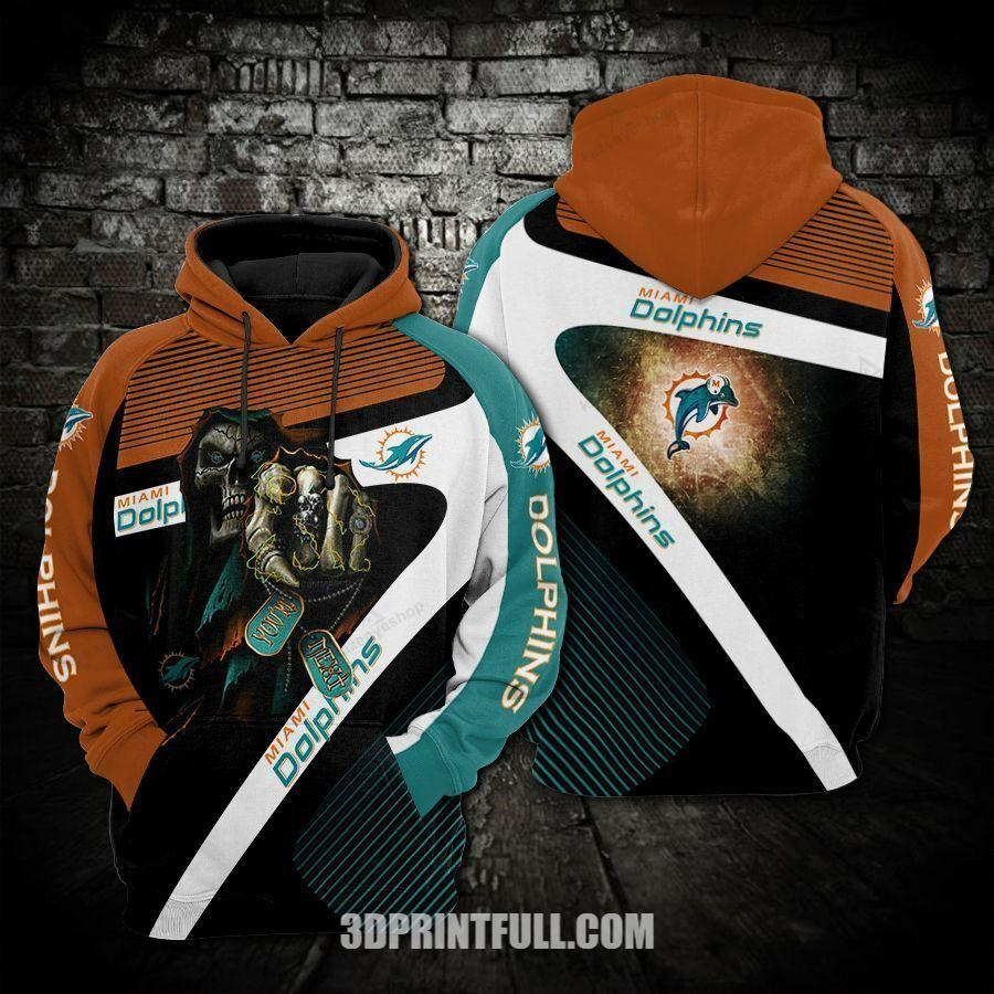 Nfl Miami Dolphins Hoodie Skull 3D Unisex