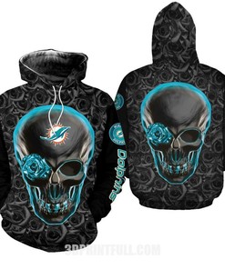 Nfl Miami Dolphins Hoodie Skull All Over Print 3D