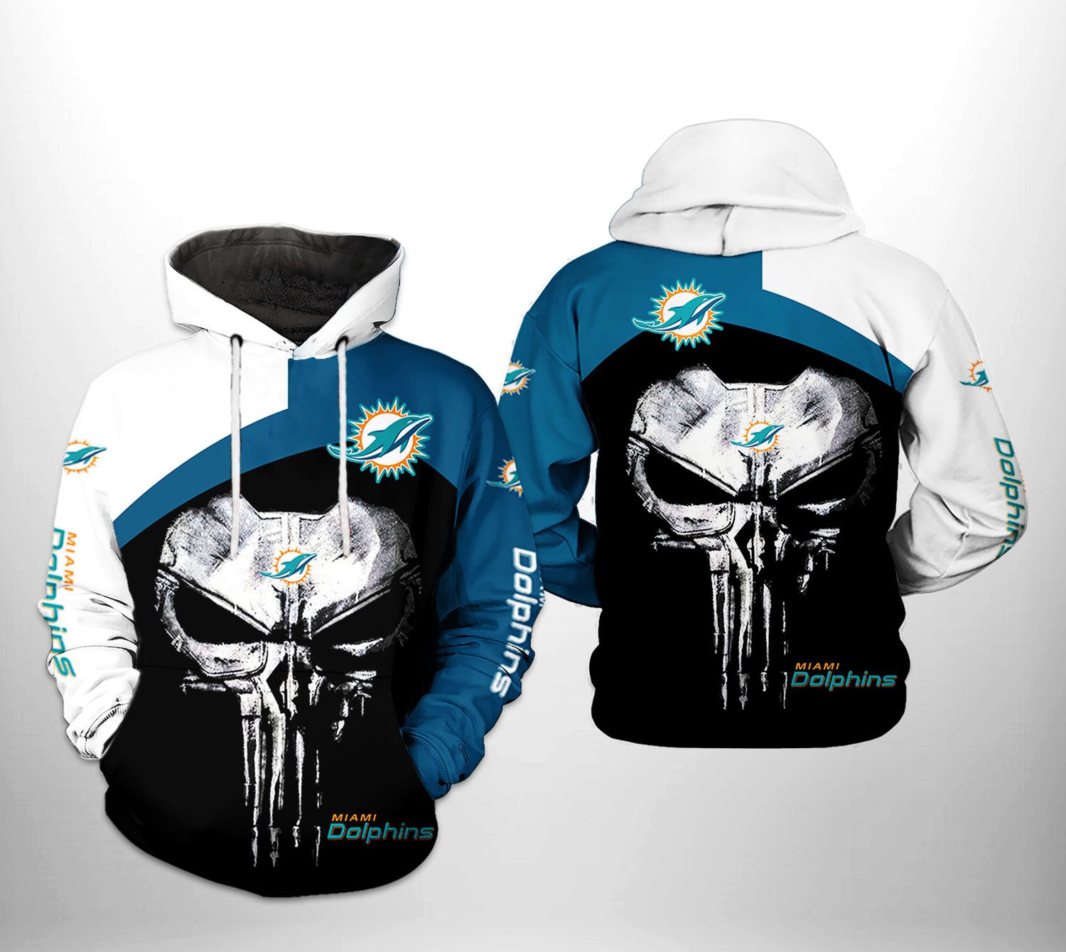 Nfl Miami Dolphins Hoodie Skull Punisher Team 3D Printed