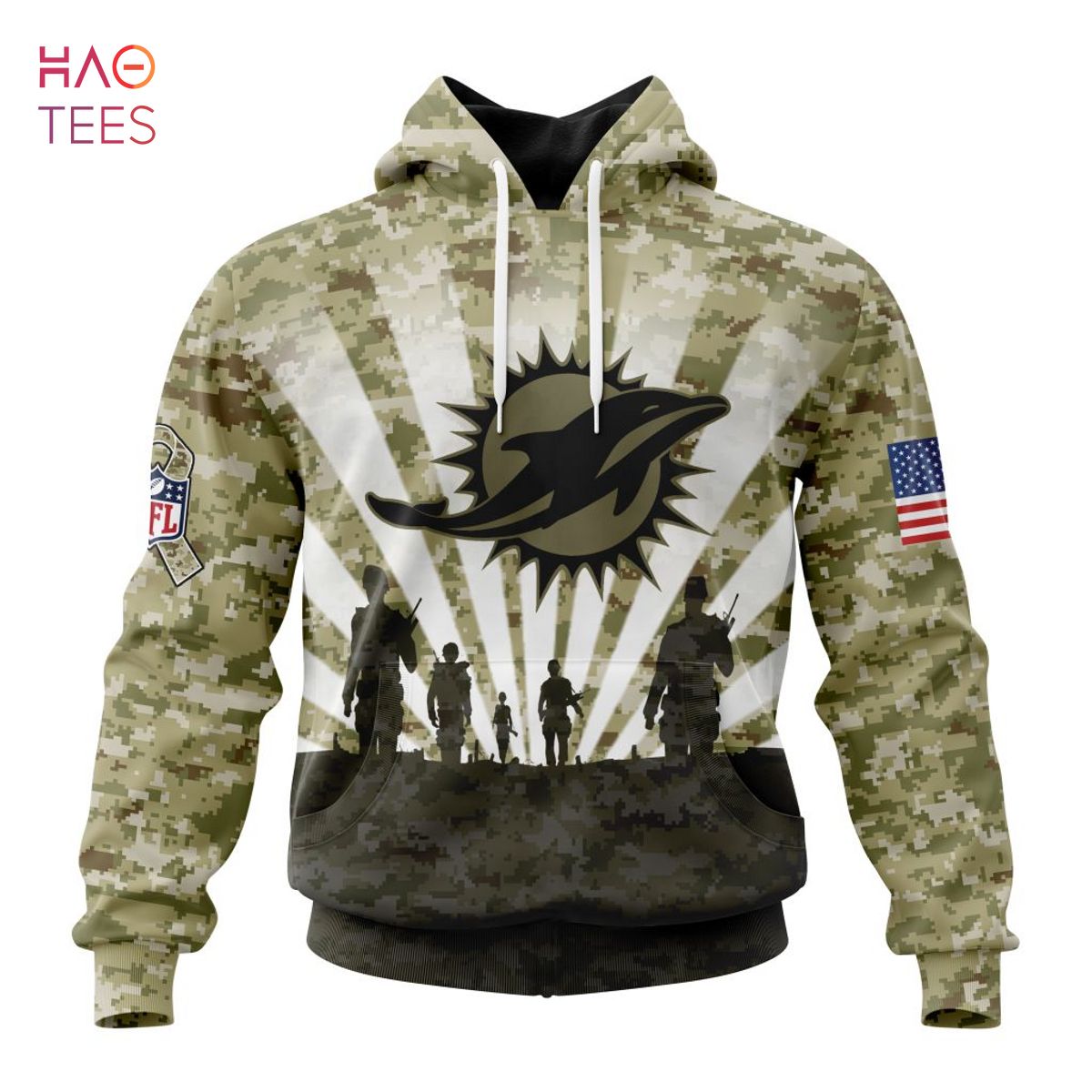 Nfl Miami Dolphins Salute To Service Honor Veterans And Their Families Hoodie 3D