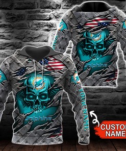 Nfl Miami Dolphins Skull Hoodie 3D For Fans
