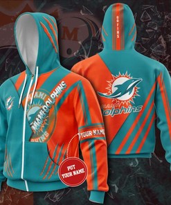 Nfl Miami Dolphins Zip-Up Hoodie For Fan