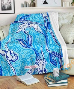 Nice Tail Lilly Pulitzer Premiums Sherpa Fleece Blanket Gifts for Family, for Couple