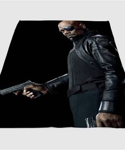 Nick Fury Dark Sherpa Fleece Blanket Gifts for Family, for Couple