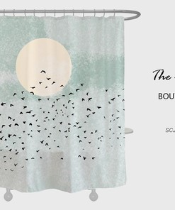 Night Moon And Bird Shower Curtain, Oil Painting Extra Thick Curtains, Waterproof Washable Shower Curtain