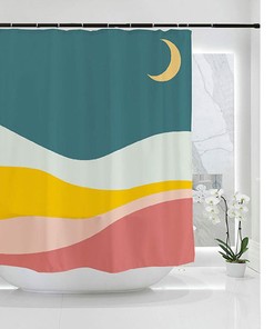 Night Moon Phases Shower Curtain, Farmhouse Shower Curtains, Boho Home Decor Ideas, Waterproof Washable