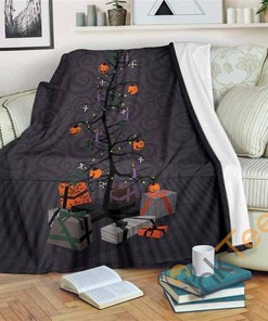 Nightmare Before Christmas Tree Decorating Jack Sherpa Fleece Blanket Gifts for Family, for Couple
