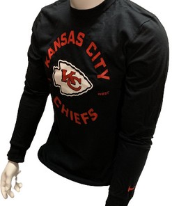 Nike Men's Kansas City Chiefs Black Long Sleeve Shirt NFL T-Shirt Size