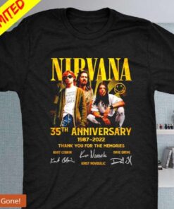 Nirvana 35Th Anniversary 1987-2022 Thank You For The Memories Signature T-Shirt
