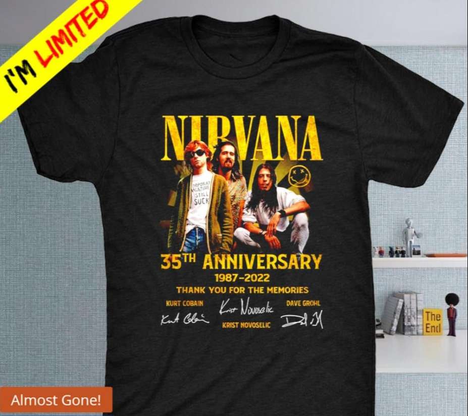 Nirvana 35Th Anniversary 1987-2022 Thank You For The Memories Signature T-Shirt