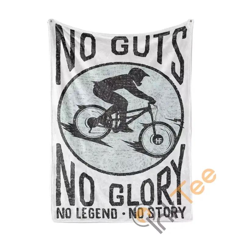 No Guts No Glory Mountain Biking Sherpa Fleece Blanket Gifts for Family, for Couple