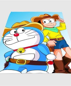 Nobita And Doraemon Sherpa Fleece Blanket Gifts for Family, for Couple