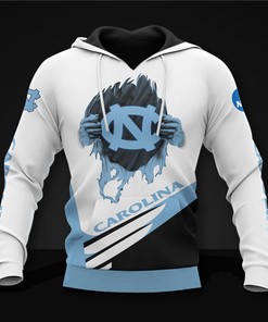 North Carolina Tar Heels Hoodie 3D Zip Hoodie Long Sleeve Zip Hoodie