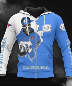 North Carolina Tar Heels Hoodie 3D Zip Hoodie Long Sleeve Zip Hoodie for Fan