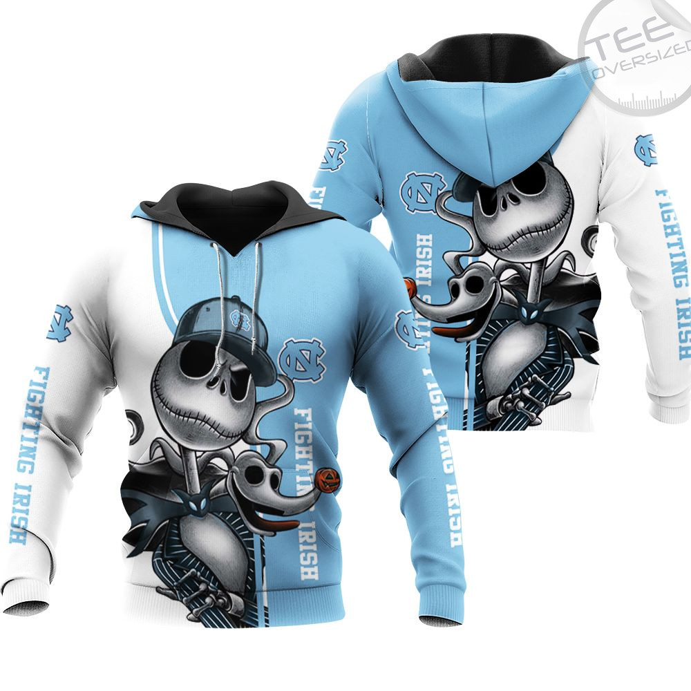 North Carolina Tar Heels Jack Skellington And Zero 3D Hoodie