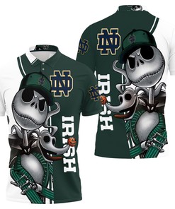 Notre Dame Fighting Irish Jack Skellington And Zero Polo Shirt All Over Print Shirt 3d T-shirt