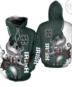 Notre Dame Fighting Irish Jack Skellington And Zero Unisex Hoodie