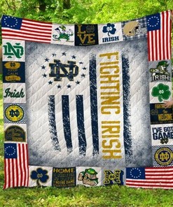 Notre Dame Fighting Irish Ncaa Collected Green Quilt Blanket Bedding Set