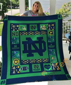Notre Dame Fighting Irish Quilt Blanket Bedding Set With Pilliwcases Option