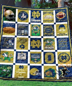 Notre Dame Fighting Irish Quilt Blanket Bedding Set With Pilliwcases Option Ver3