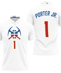 Nuggets Michael Porter Jr 1 2020-21 Earned Edition White Jersey Inspired Style 3D All Over Print Polo Shirt