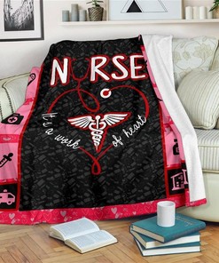 Nurse It's A Work Of Heart Nurse Sherpa Fleece Blanket Gifts for Family, for Couple