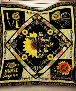 Nurse Life The Believed She Could So She Did Sunflower Quilt Blanket Bedding Set