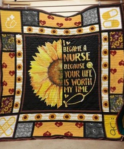 Nurse Sunflower Stethoscopes I Became A Nurse Quilt Blanket Bedding Set