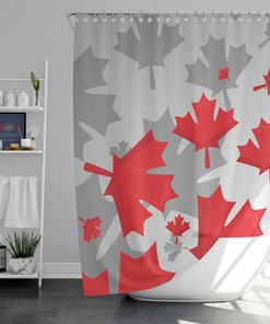 O Canada Red Maple Leaves Shower Curtain, Happy Canada Day Flag Independence Fabric Bathroom Curtain, House Warming Gift