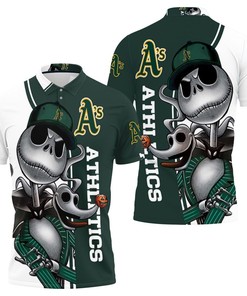 Oakland Athletics Jack Skellington And Zero Polo Shirt All Over Print Shirt 3d T-shirt