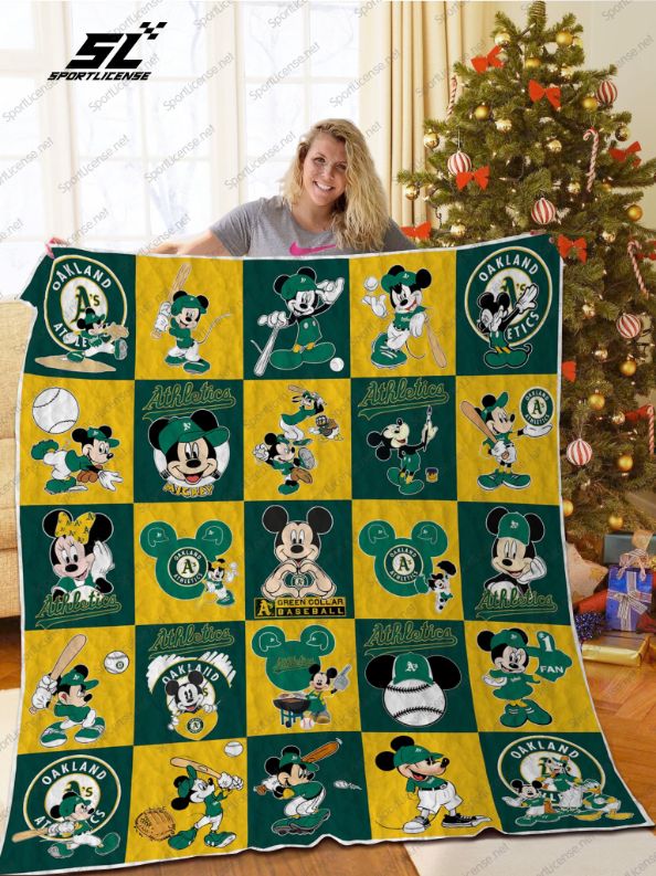Oakland Athletics Love Mickey Quilt Blanket Bedding Set